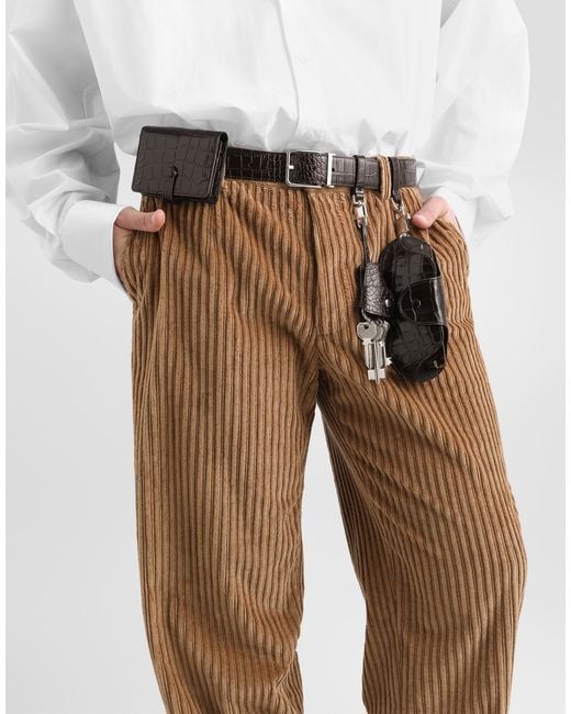 Dolce & Gabbana Natural Corduroy Trousers for men