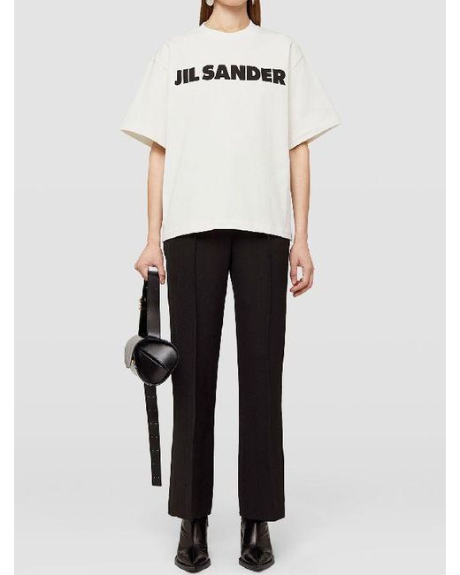 Jil Sander White Logo Printed Jersey T-Shirt