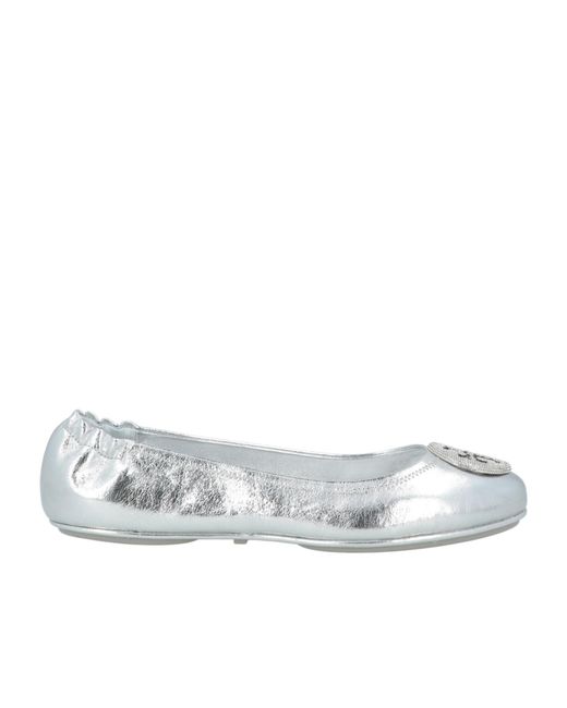 Tory Burch White Metallic Ballet Flats