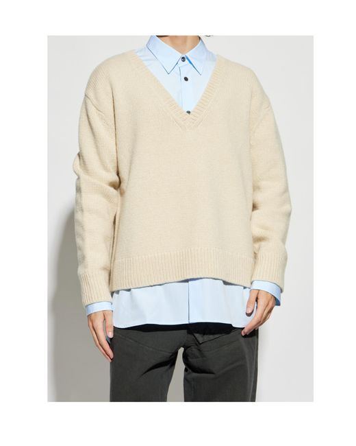 Dries Van Noten White Long Sleeve Sweater for men