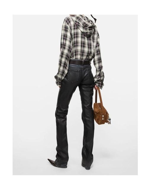 Acne Metallic Hooded Plaid Top