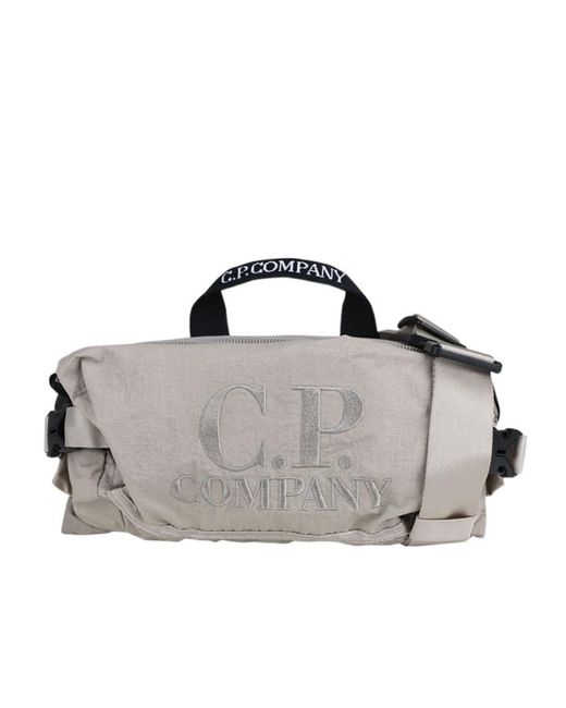 C P Company Gray Logo-Embroidered Belt Bag for men