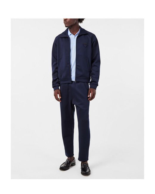 Prada Blue Hem Woven Tracksuit Bottoms for men