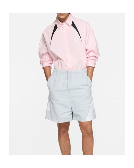 Acne Pink Embroidered Logo Button-Up Shirt for men