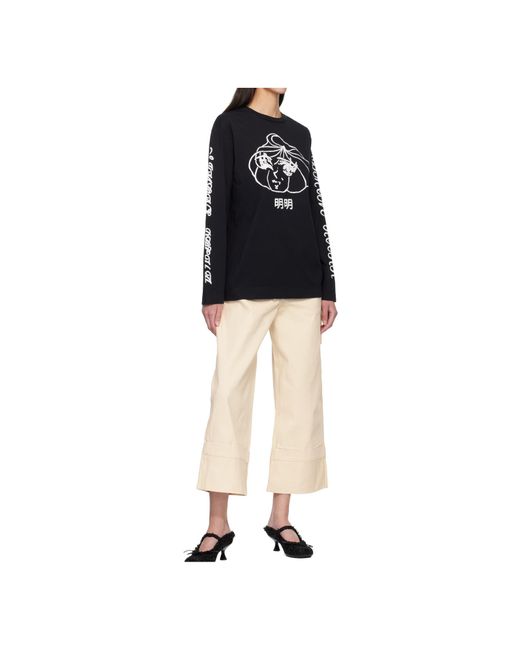 Simone Rocha Black Logo Print Long-Sleeve T-Shirt