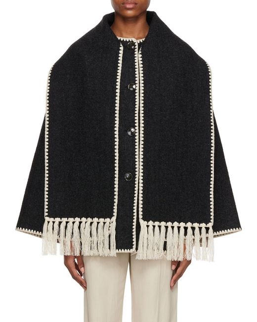 Totême Blue Totême Scarf Detailed Fringed-Edge Coat