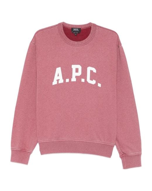 A.P.C. Pink Logo-Print Crew-Neck Sweater for men