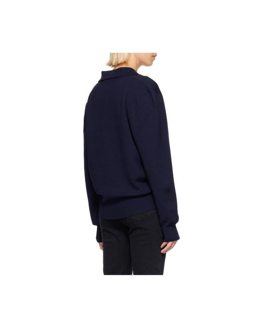 Rohe Blue Buttoned Knitted Polo Sweater