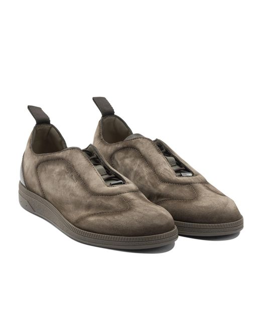Santoni Brown Sneaker With Elastic Laces for men