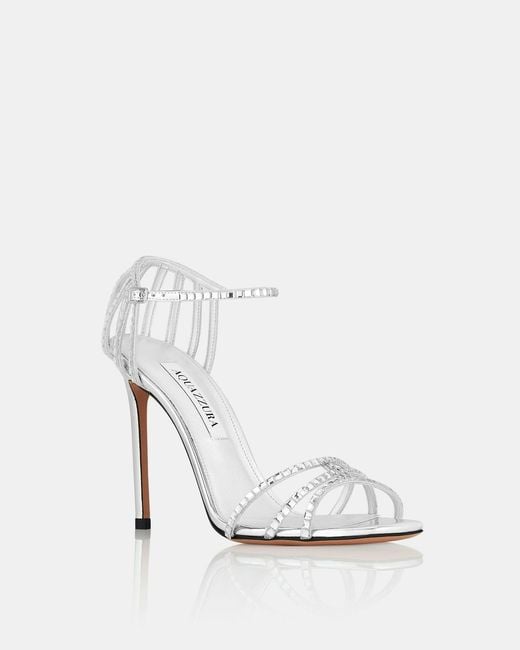 Aquazzura White Sensation Crystal Heeled Sandals