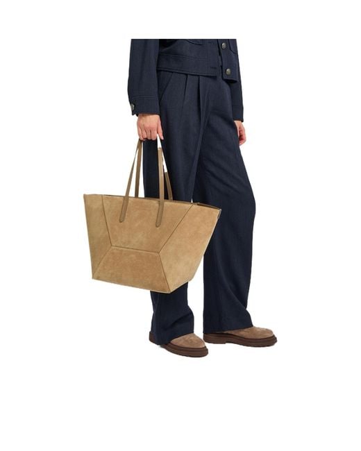 Brunello Cucinelli Natural Suede Tote Bag