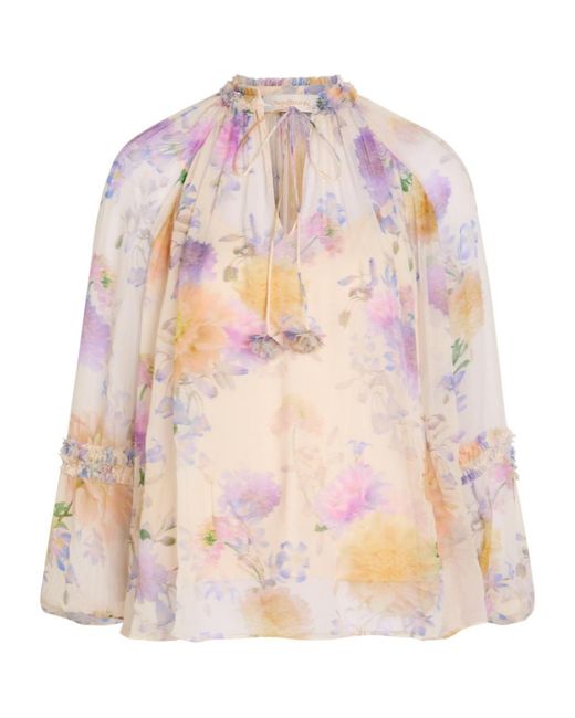 Zimmermann Pink Floral-Print Georgette Blouse