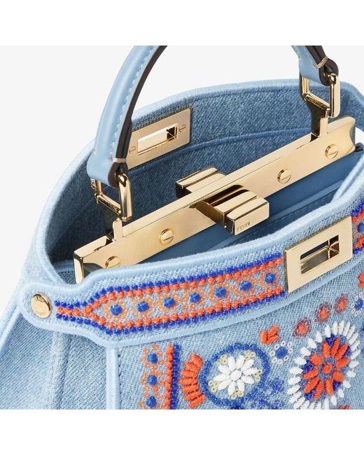 Fendi Blue Peekaboo Iseeu Petite Tote Bag