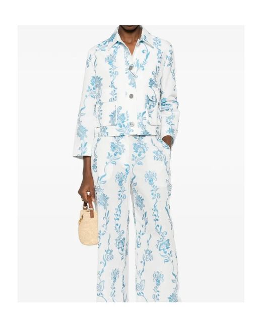 Etro Blue Floral-Pattern Pocket Jacket