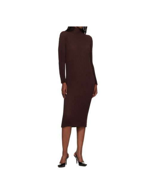 Issey Miyake Brown Textured Knit Dress