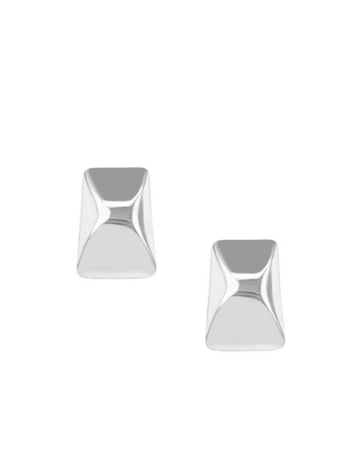 Anine Bing White Curved Rectangle Polished Finish Earrings