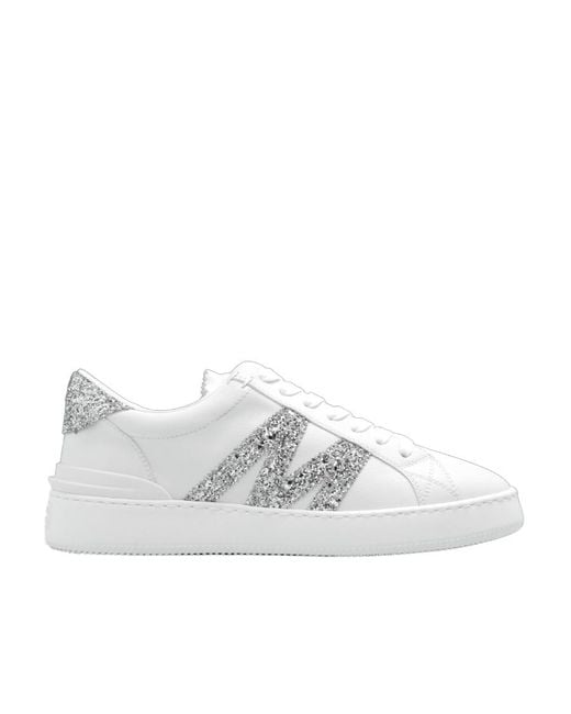Moncler White Monaco Embellished Low-Top Sneakers