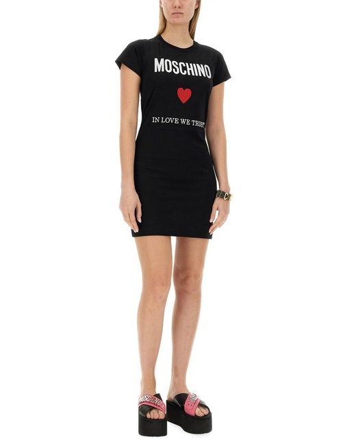 Moschino Black Logo Logo T-Shirt Dress