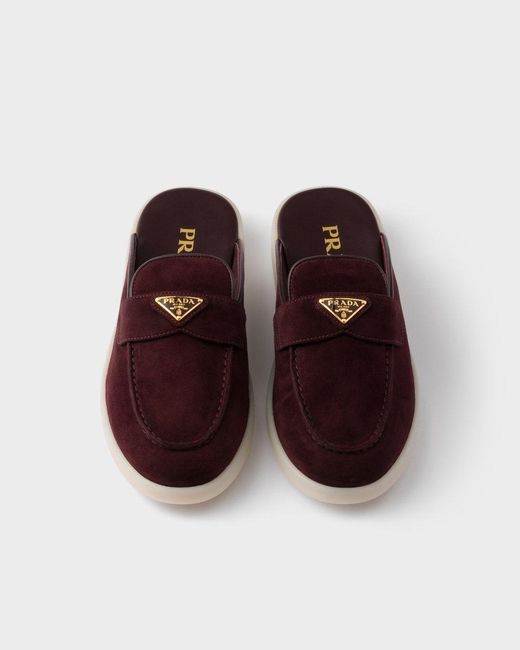 Prada Brown Triangle-Logo Mules