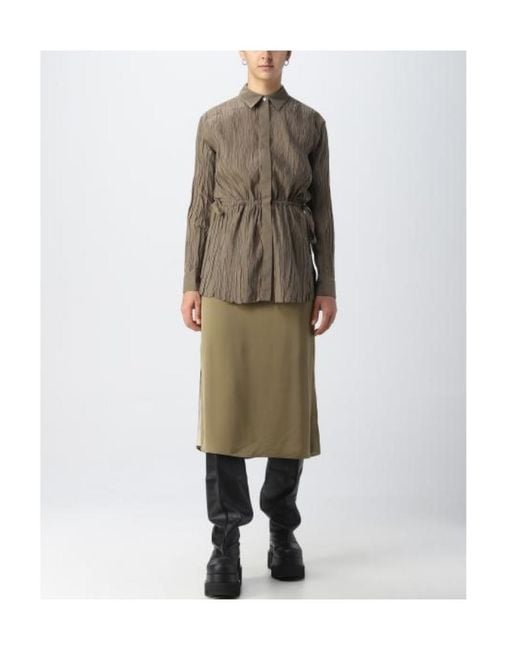 Theory Green Tie-Waist Crinkled Shirt