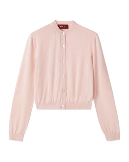 Gucci Pink Button-Up Knit Cardigan