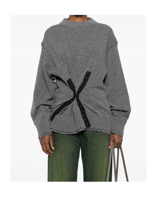 FEDERICO CINA Gray Raw-Edge Sweater