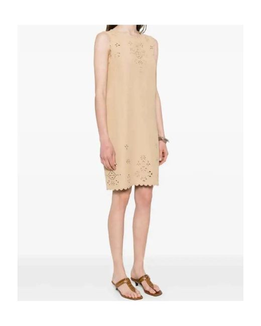 Ermanno Scervino Natural Broderie-Anglaise Midi Dress