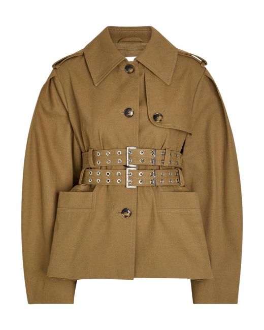 Ganni Green Belted Canvas Trench Jacket