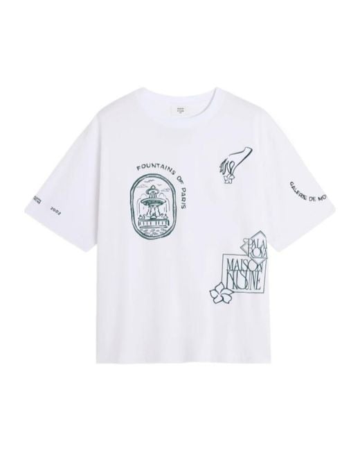 Maison Kitsuné White Short-Sleeved T-Shirt for men