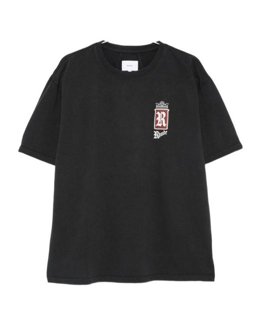 Rhude Black Fumar 91 Logo T-Shirt for men