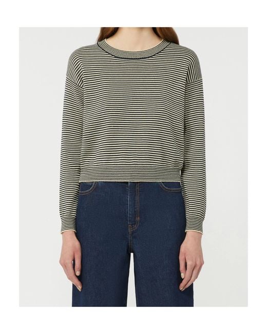 Max Mara Gray Striped Long-Sleeve Top