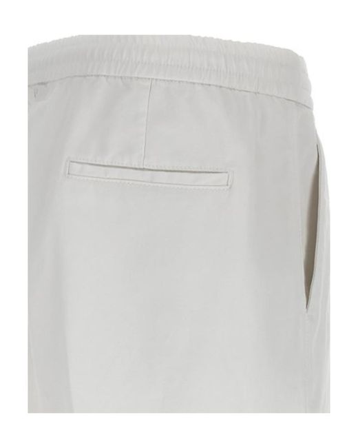 Brunello Cucinelli White Pleat-Detailed Drawstring Trousers for men