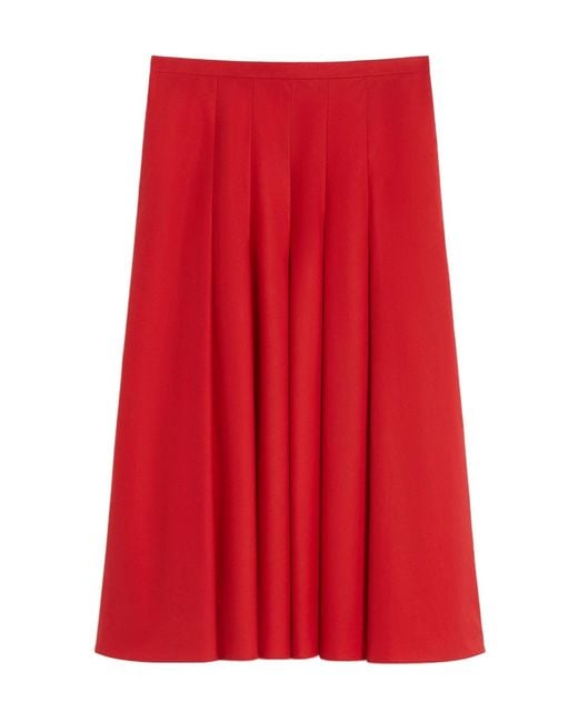 Max Mara Red Studio Mstvolume Pleated Midi Skirt