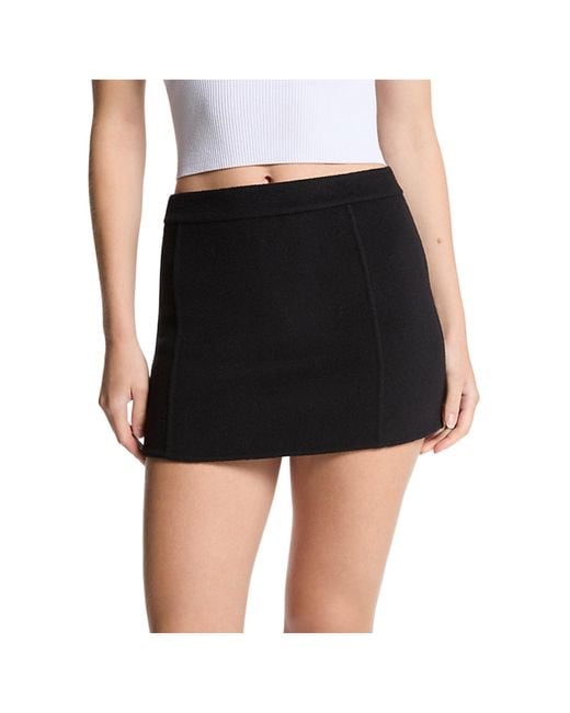 Michael Kors Black Panelled Wool Mini Skirt