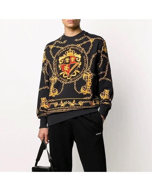 Versace Jeans Black Logo Printed Sweater for men