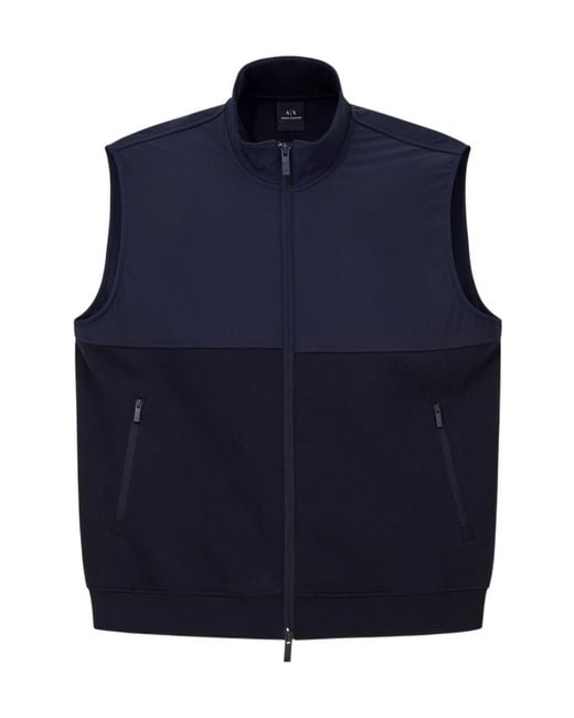 ARMANI EXCHANGE Blue Zippered Vest for men