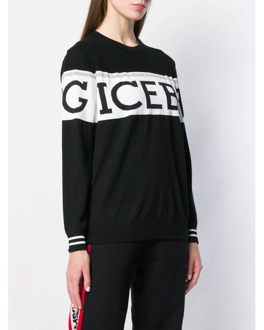Iceberg Black Knit Logo Print Jumper