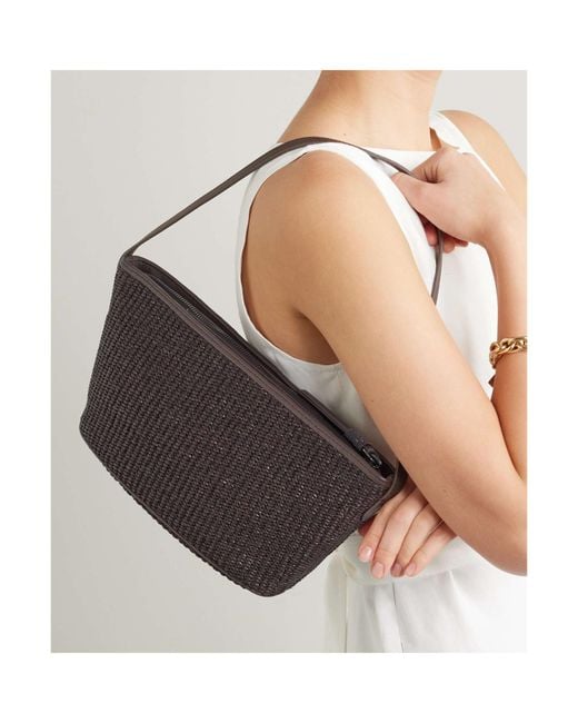 Brunello Cucinelli Brown Monili-Detail Interwoven Shoulder Strap
