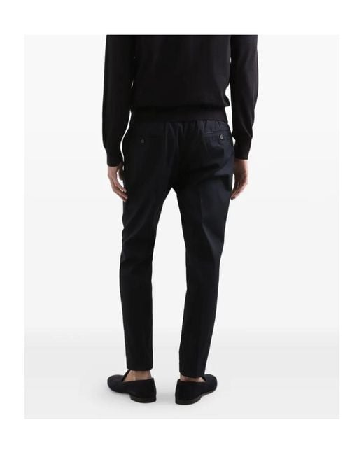Dolce & Gabbana Black Pressed Crease Gabardine Trousers for men
