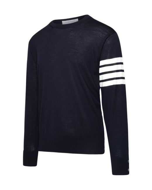 Thom Browne Blue Bar Crewneck Pullover for men