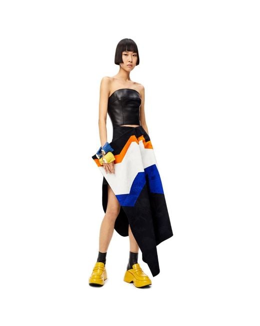 Loewe Blue Jacquard Asymmetrical Skirt