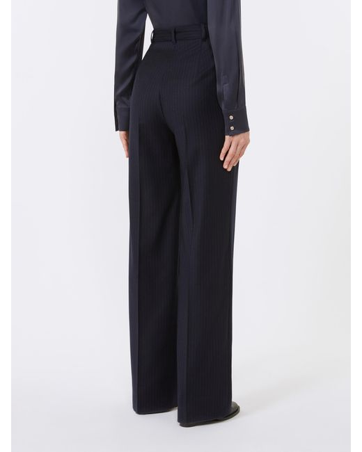 Max Mara Blue Studio Striped Pleated Trousers