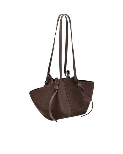 Yuzefi Brown Mochi Drawstring Shoulder Bag