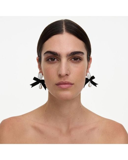 Self-Portrait Multicolor Pearl Bow Earring