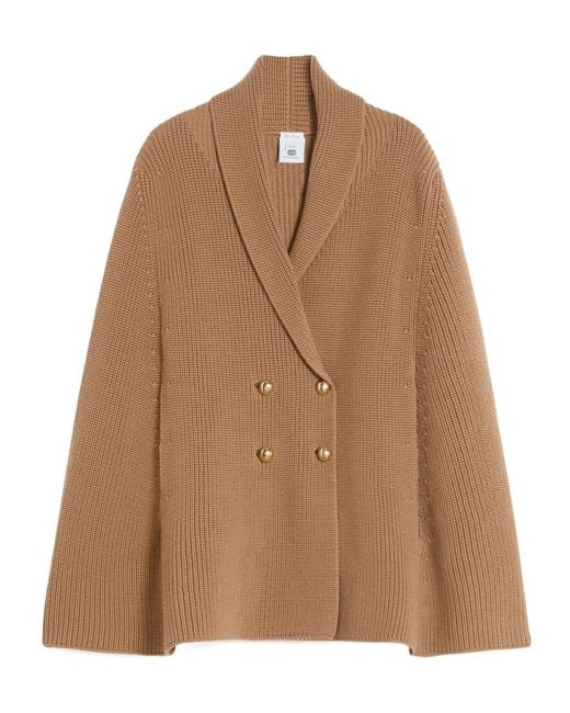 Max Mara Brown Mxaagenzia Button-Up Knit Cape