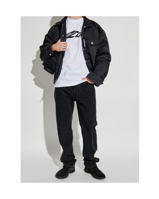 DSquared² Black Logo Patch Straight-Leg Jeans for men