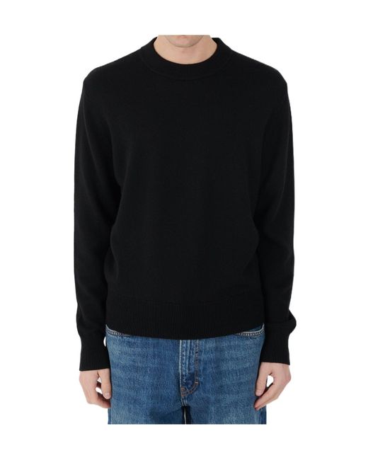 sunflower Black Crew Neck Wool Knit Sweater for men