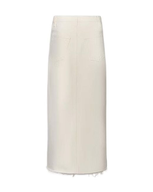FRAME White The Midaxi Frayed Edge Denim Midi Skirt