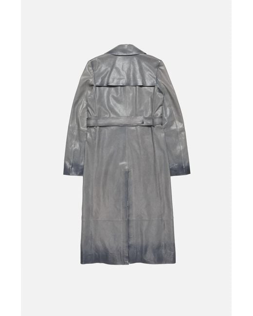 Acne Gray Double-Breasted Leather Coat