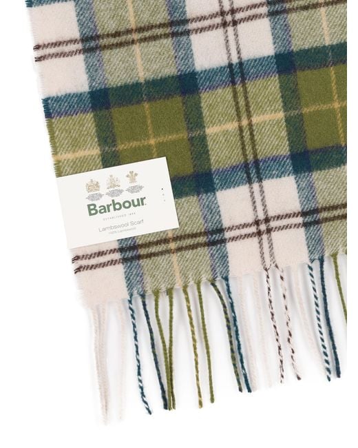 Barbour Green Tartan Checked Fringed Scarf for men